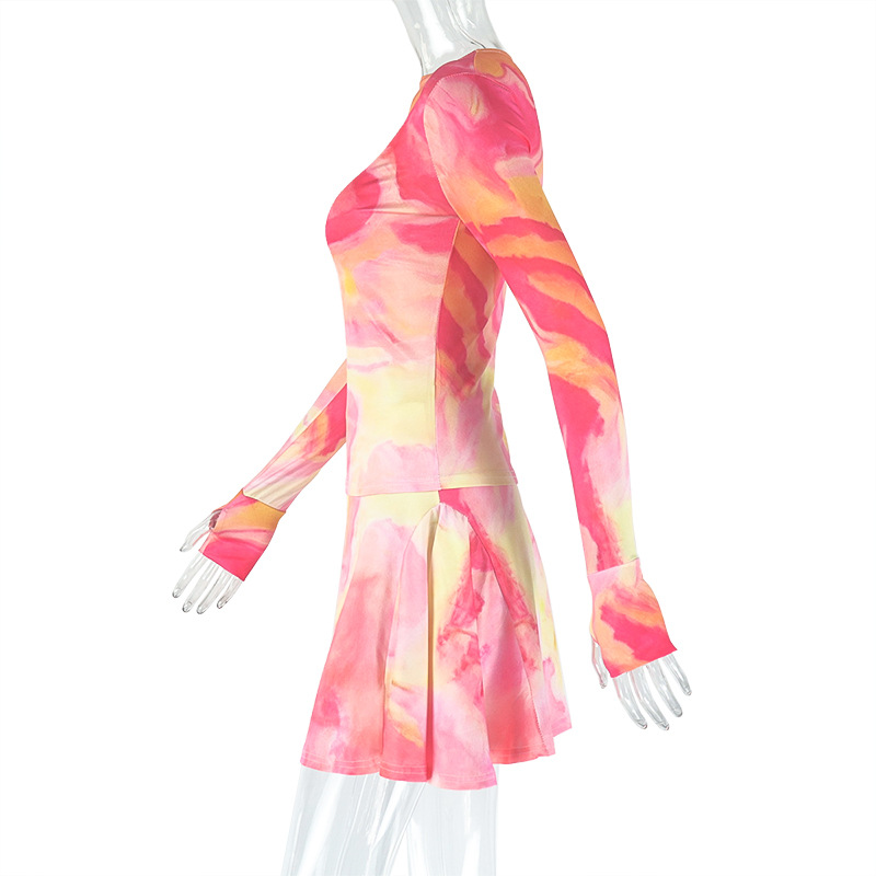 Micro Transparent High Collar Skirt Set Printed Loose Waist Wrap Two Piece Set Fresh Trendy Women Clothing 6 Micro Transparent High Collar Skirt Set Printed Loose Waist Wrap Two Piece Set Fresh Trendy Women Clothing