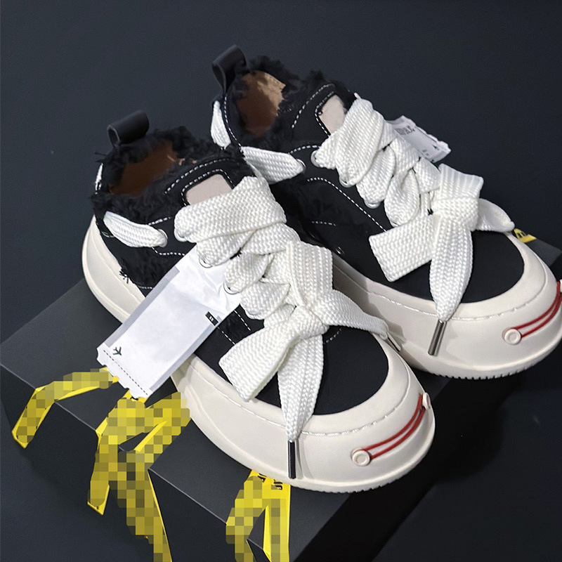 Tanjianji with the same style open mouth smile canvas shoes women's 2025 summer increased thick bottom cheese cat half drag beggar shoes for lovers Tanjianji with the same style open mouth smile canvas shoes women's 2025 summer increased thick bottom cheese cat half drag beggar shoes for lovers