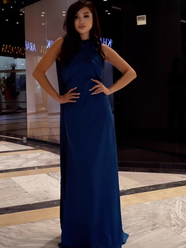 2025年欧美亚马逊外贸秋季新款仙女设计款蓝色礼服显瘦温柔长裙|undefined