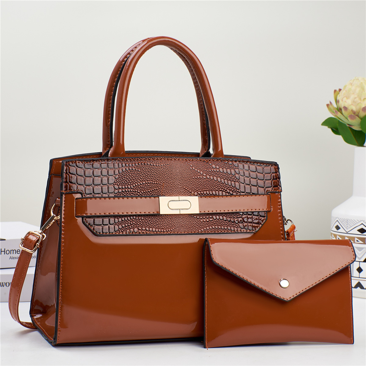 Fábrica de alto grado elegante todo fósforo hombro bolsa de mensajero de gran capacidad bolso de las mujeres de moda bolso de la madre de mediana edad