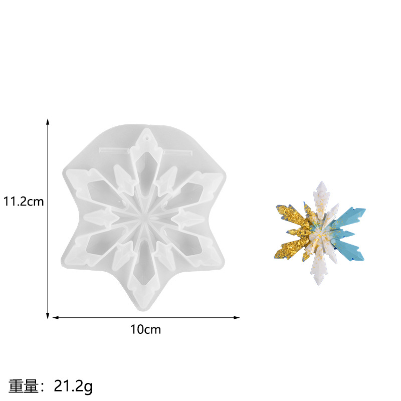 Navidad copo de nieve molde de silicona espejo Pulido-libre de resina copo de nieve llavero colgante epoxi molde