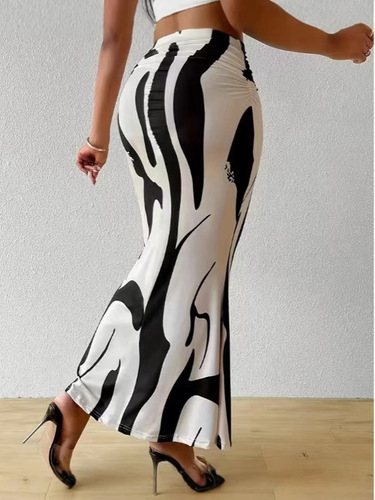 2025 Hot-selling Half-Length Tight High-Waist Fishtail Pencil Long Skirt with Zebra-Print Pattern for Cross-Border European and American Markets—Slimming and Height-Enhancing Design