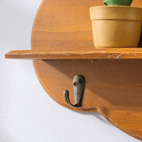Yunduo solid wood shelf rack wall one-word partition log coat rack wall hanging Nordic row hook coat rack