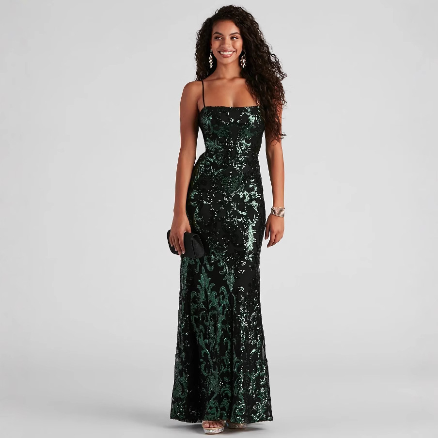 Vestido de Verano Nuevo Estilo Europeo y Americano, Vestido Formal Sexy, Vestido con Tirantes de Lentejuelas, Vestido de Noche Elegante para Eventos Sociales image 4
