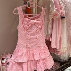 日本製AP中古甘くて可愛い水玉リボンサスペンダーワンピースLoロリータチュチュスカート