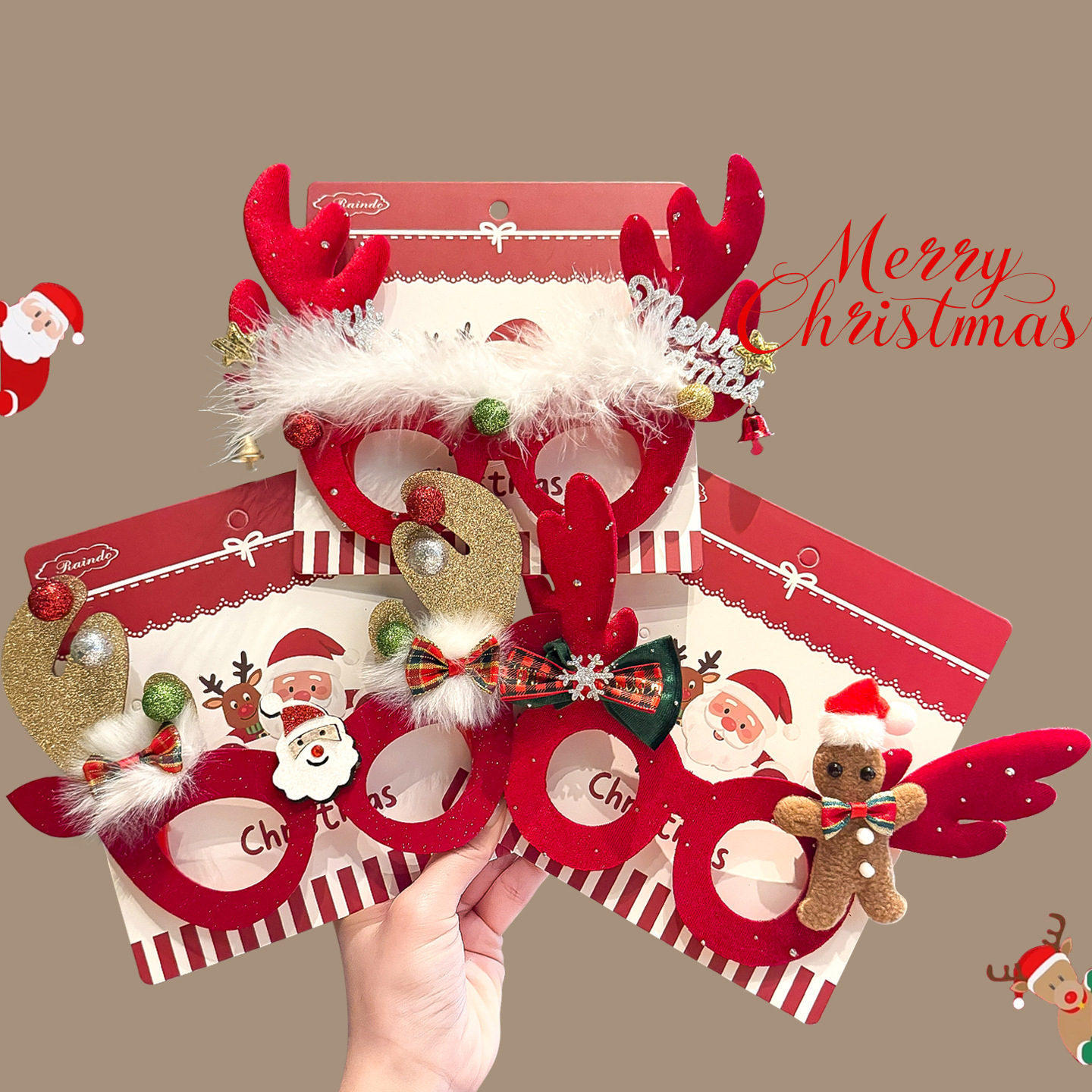 Decoraciones de marcos de gafas de Navidad para niños lindos y extraños regalos 2026 nuevos tocadillos de Santa Claus otoño invierno mujeres image 4