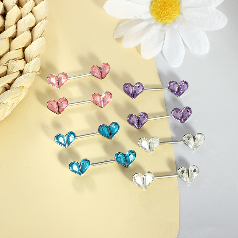 Heart Shape Zircon Nipple Rings Stainless Steel Nipple Studs Body Piercing Jewelry Pair for Sale Wholesale detail image 7