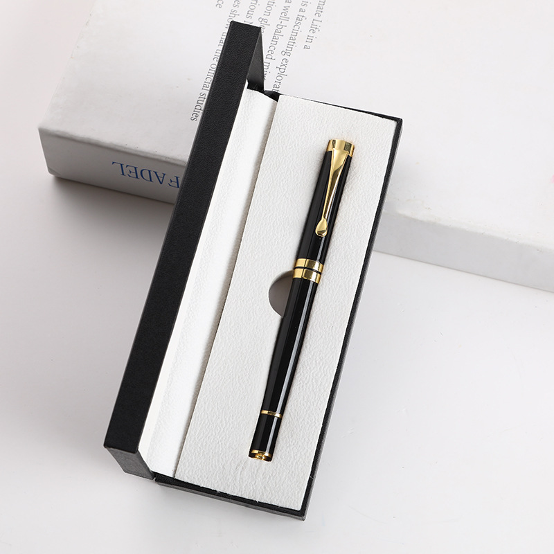 Pluma de firma de metal comercial de alta calidad, caja de regalo, logotipo personalizado, publicidad, grabación de pluma neutra