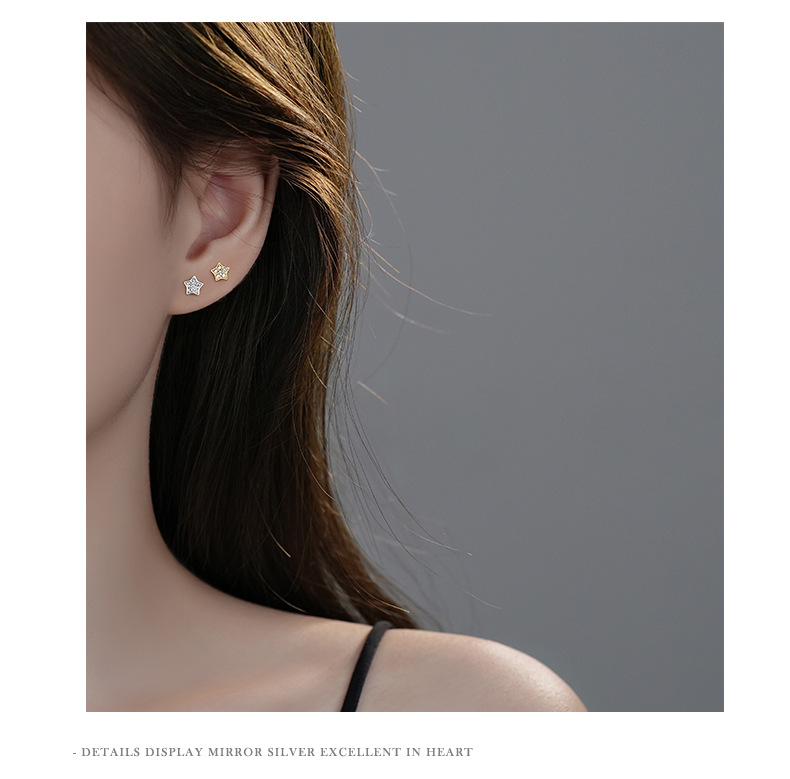 Sun, Star, Moon Pattern 1 Piece 925 Sterling Silver 925 Sterling Silver Earrings Sun Star Moon Small Stud Earrings