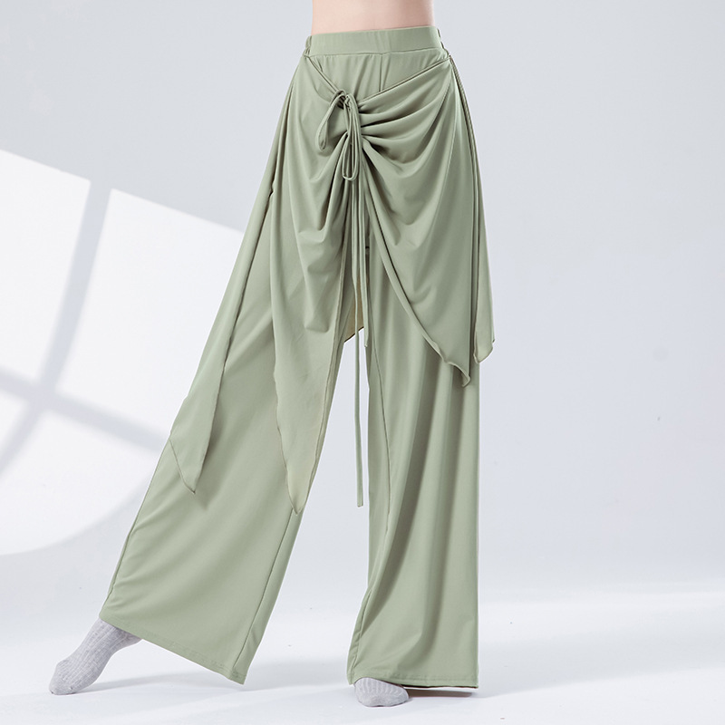 现代舞蹈服女新款屁帘飘片系带宽松阔腿裤成人古典舞练功形体裤子|undefined