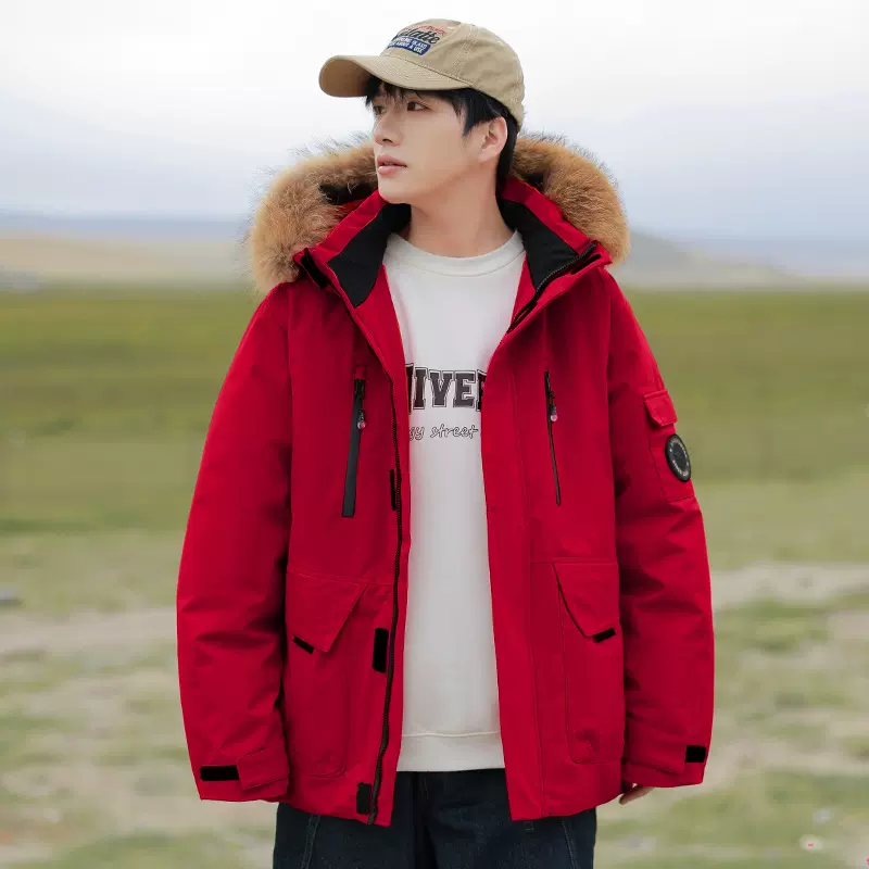 冲锋衣羽绒服男冬季新款宽松加大码轻薄款保暖石墨烯羽绒服白鸭绒