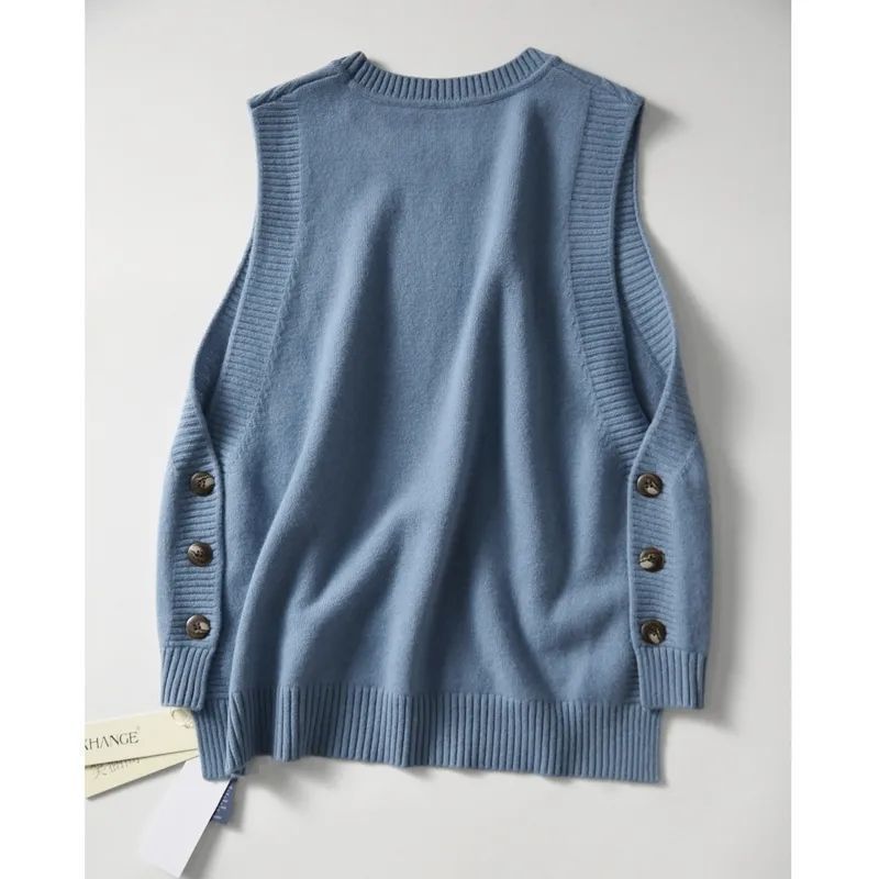 Chaleco suéter estilo coreano de las mujeres 2021 primavera y otoño nuevo suéter suelto cuello redondo sin mangas suéter exterior chaleco