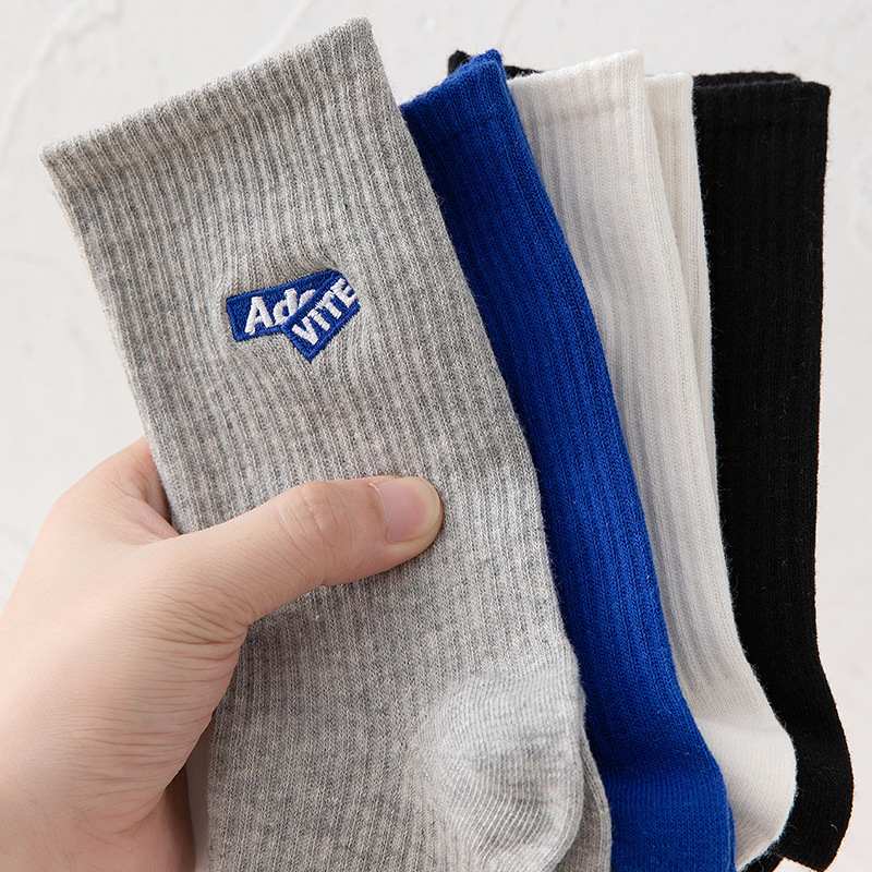 Black socks women's mid-calf length socks autumn and winter outer wear full body elastic band Internet celebrity sports high waist stockings winter