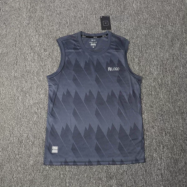 Brand LOGO Ice Silk Quick-drying Stretch Track and Field Vest Men's Summer Sports Fitness Running Sleeveless Casual Top
