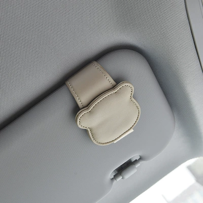 Car Glasses Clip/Bill Clip Car Clip, Leather Sun Visor - apricot