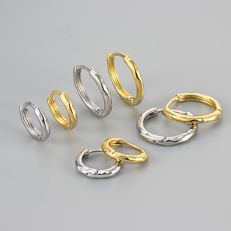 European and American Light Luxury Irregular Hammer Texture Ear Buckle Women's Simple Texture Fashion Exquisite Earrings Niche Design Earrings