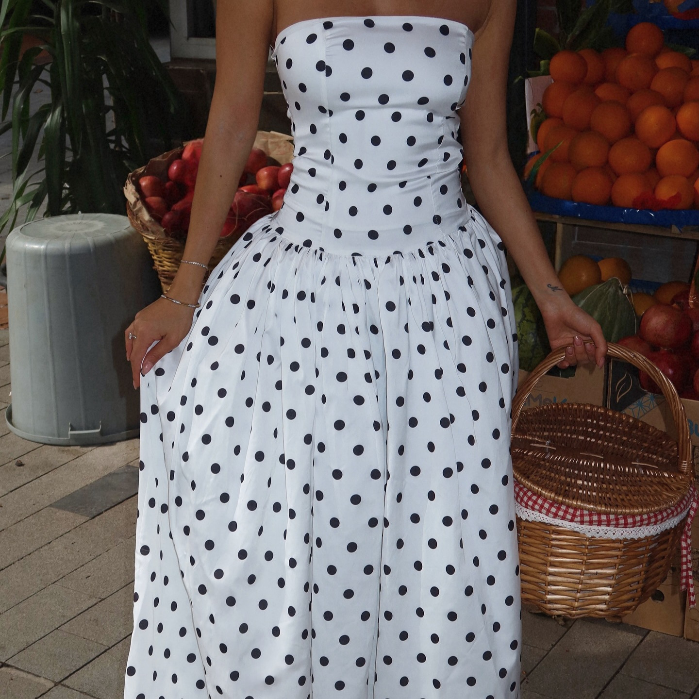 Summer New Arrival Polka Dot Retro Strapless Dress For Women American Style Off Shoulder High End Fashionable_ecoleips.com
