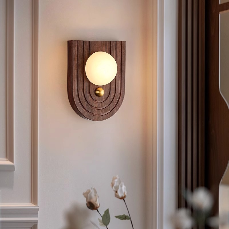 Dormitorio de hotel sala de estar nueva lámpara de pared diseñador madera decoración lámpara de pared