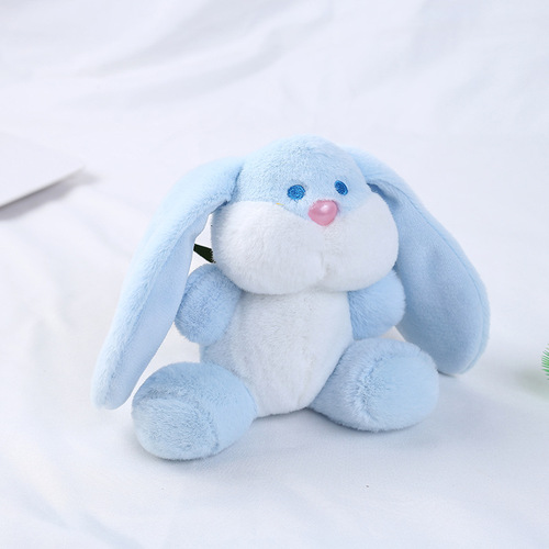 Plush Doodle Rabbit Keychain Cute Blue Eyes Rabbit Plush Doll Pendant Small Gift Ornament Wholesale