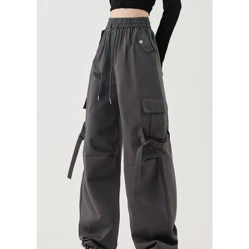 American Retro Work Pants for Women 2025 Spring Casual Slimming Hot Girl Style High-Waisted Loose Fit Wide Leg Pants