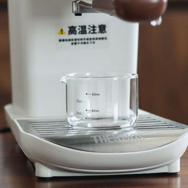 Temperature-Resistant Glass Wooden Handle with Scale Small Milk Cup Espresso Ounce Cup Transparent Small Milk Jug Side Single Mouth Measurement