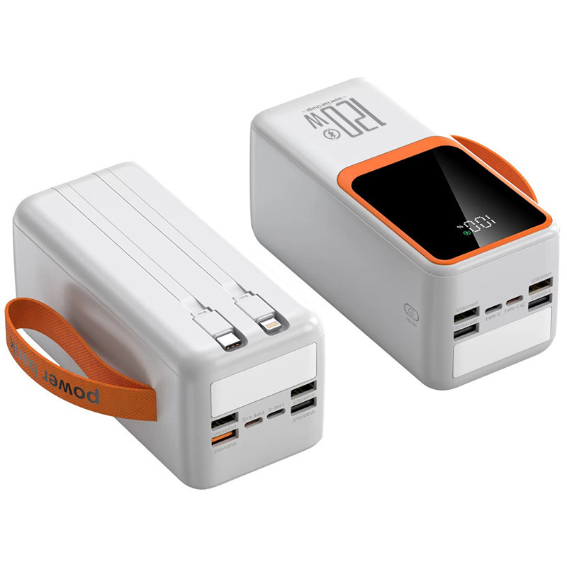 国境を越えた卸売パワーバンク 120W 大容量、ワイヤー内蔵デジタル ディスプレイ双方向超高速充電モバイル電源印刷|undefined