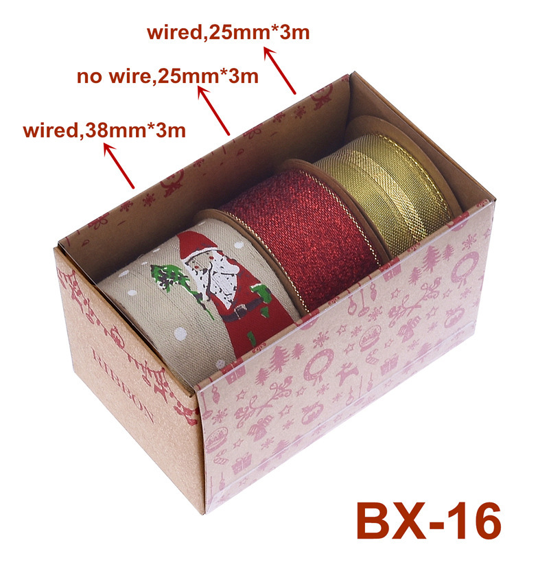 Nuevo transfronterizo Amazon Navidad cinta caja de paquetes de regalos árbol de Navidad decoración oro y plata cinta set