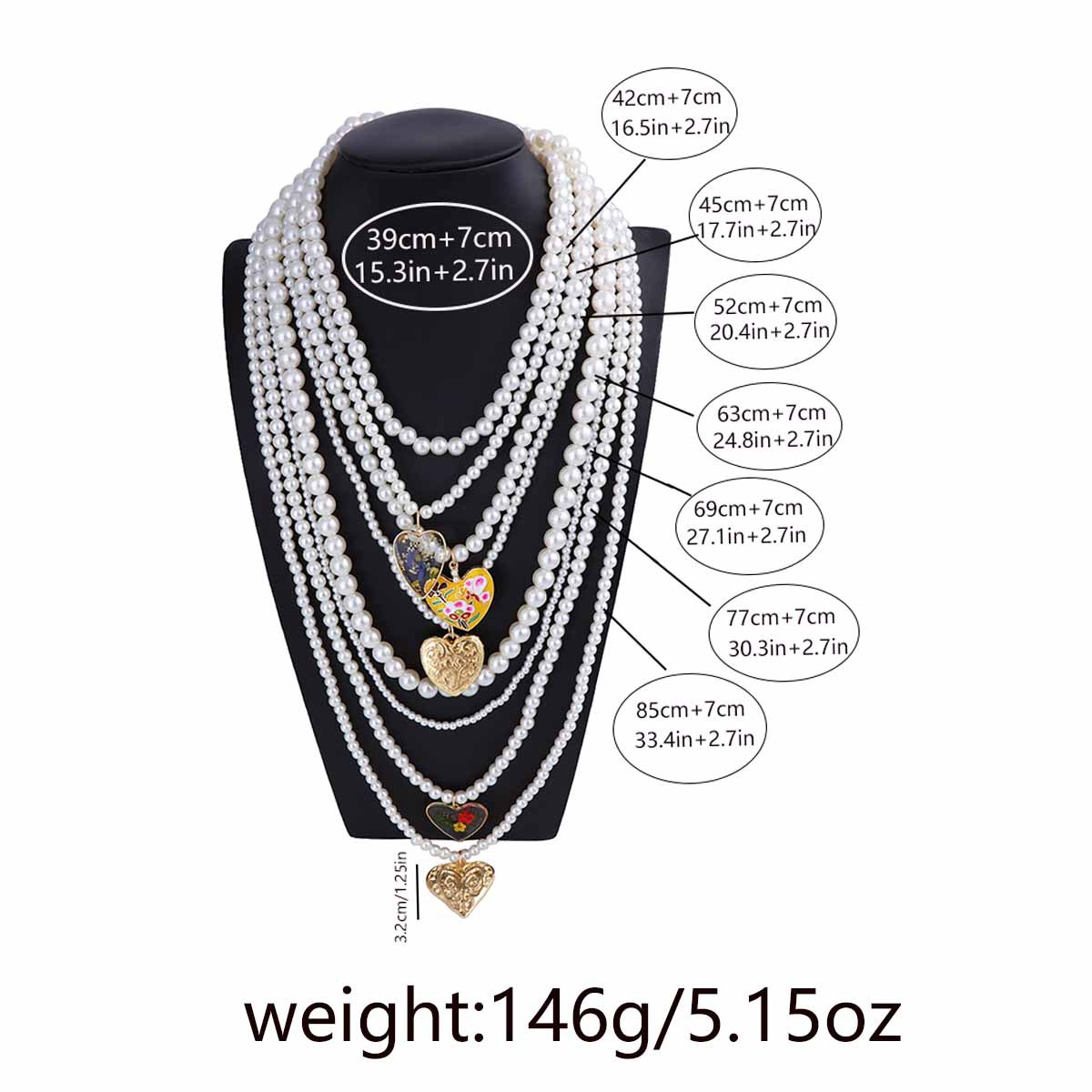 151g Weight Lobster Trigger Clasp Closure Clasp Closure Type Zinc Alloy Pendant Material Layered Necklaces Classification Imitation Pearl, Zinc Alloy Chain Material Beaded Chain Chain Type Women's Imitation Pearl Zinc Alloy Beaded Chain Heart Shape Flower Layered Necklaces Imitation Pearl Jewelry