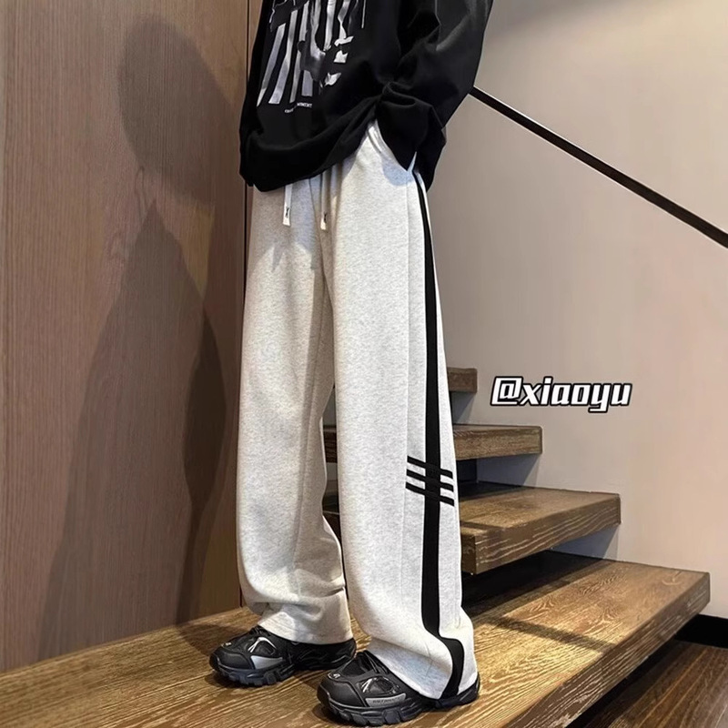 Grey Sweatpants Men's Autumn and Winter Loose Straight Casual Pants Youth Sense Sports Pants Men's Casual Pants