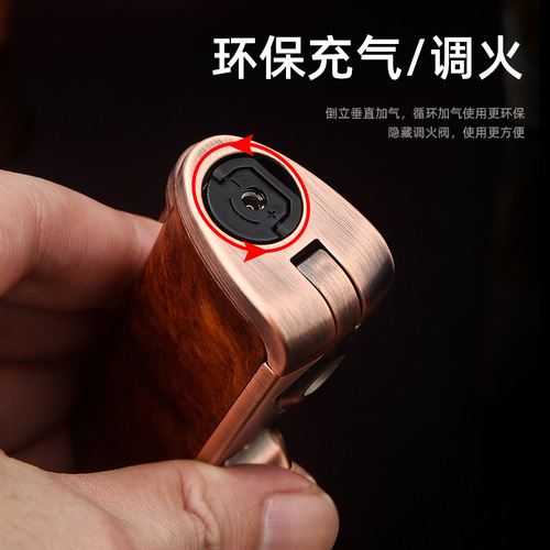 Baicheng cigar lighter windproof, inflatable, durable, high-end creative alloy three-way business gift for boyfriend
