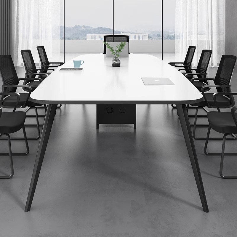 Mesa de reunión de mediana y pequeña mesa larga simple mesa de formación de sala de reuniones moderna mesa larga tipo tablero mesa grande combinación de mesa y silla