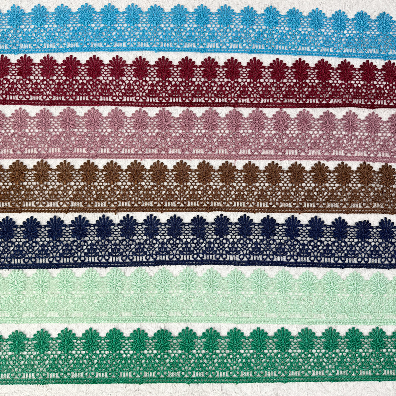 Inventario de 6CM códigos de barras de encaje multicolor ropa infantil cortina de falda para el hogar decoración de encaje accesorios solubles en agua