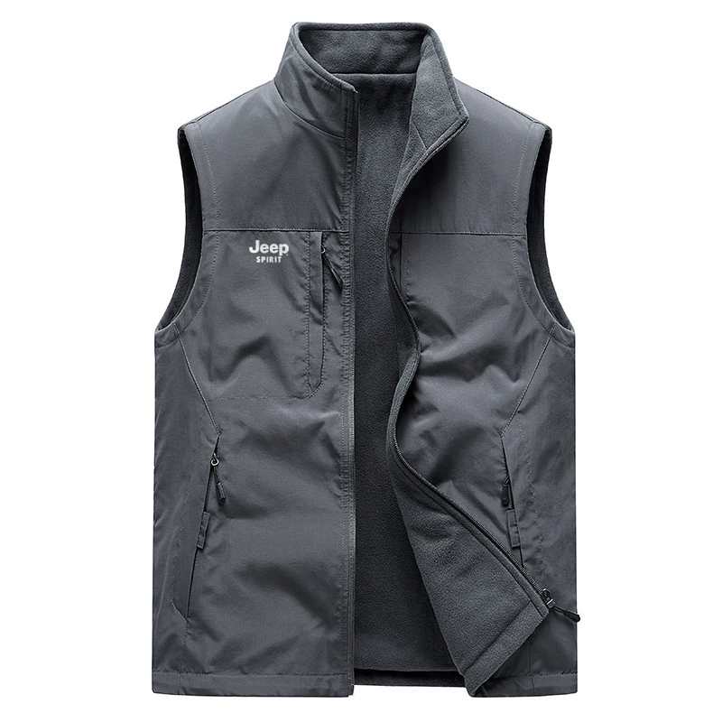 Жилет мужской 2024 осенний плюшевый мульти-карманный плечо осанки двухсторонний жикан мужской 8879