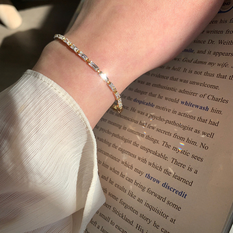 Street Occasion Copper Material Original Design Solid Color Copper Plating Inlay Zircon Gold Plated Bracelets