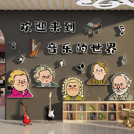 音乐区会教室布置装饰钢琴行房文化墙面环创幼儿园工作背景贴纸