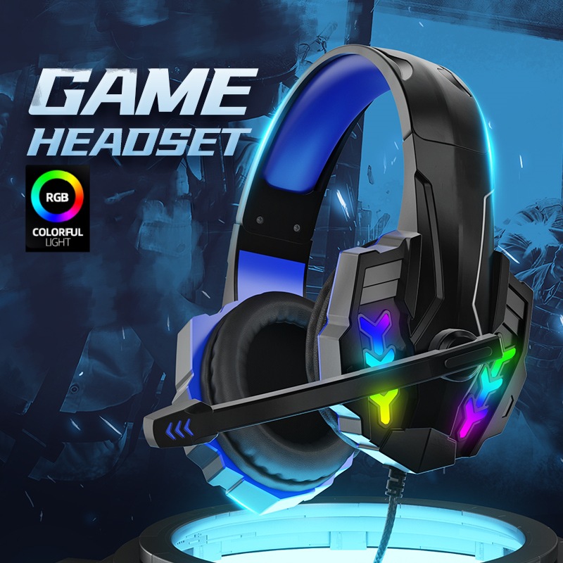 Cross-border luminous game headset notebook computer mobile phone wired headset universal electric competition ear mark wholesale