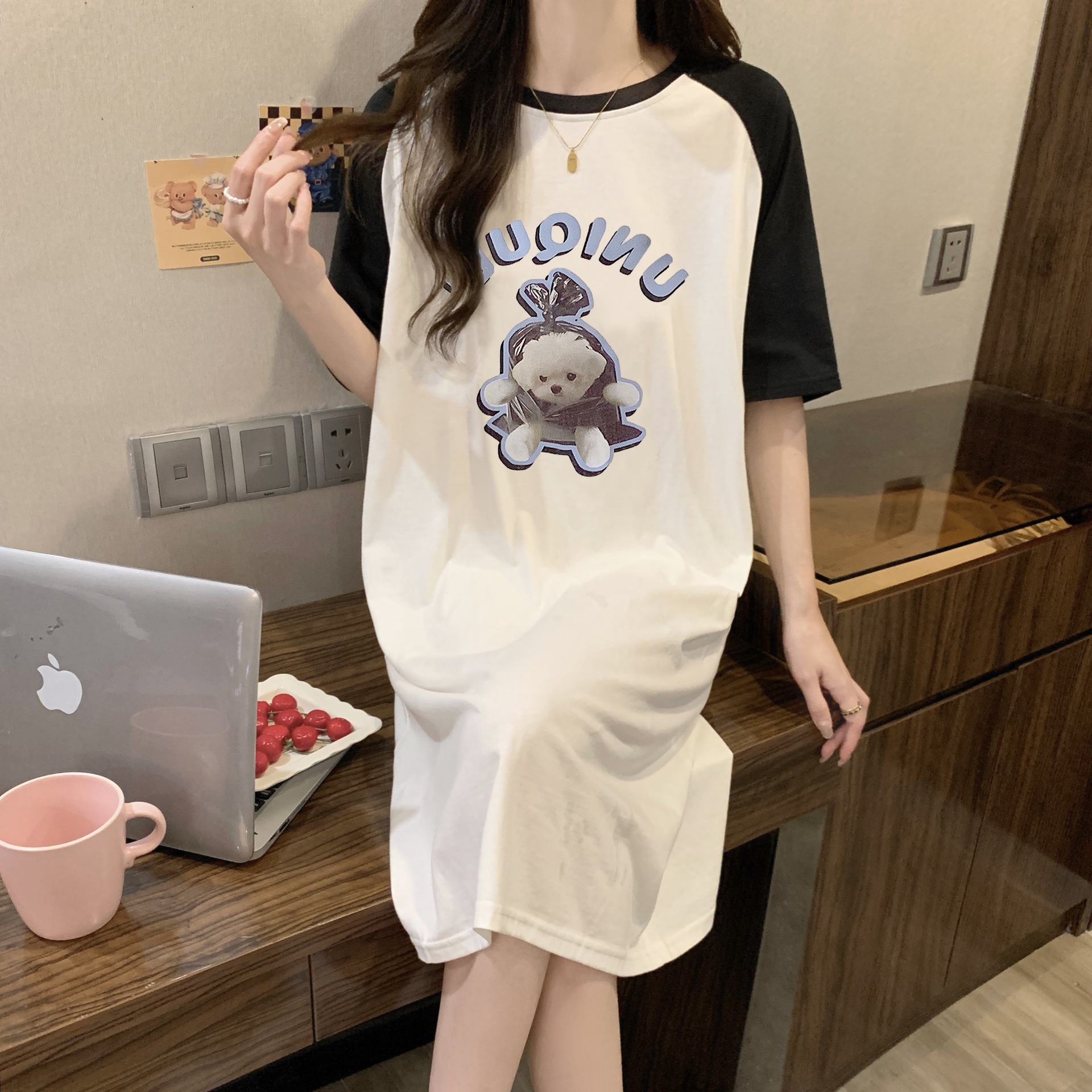 Japón inns perrito pijama de algodón para mujeres de verano de manga corta lindo pijama de dibujos animados ropa de verano se puede usar