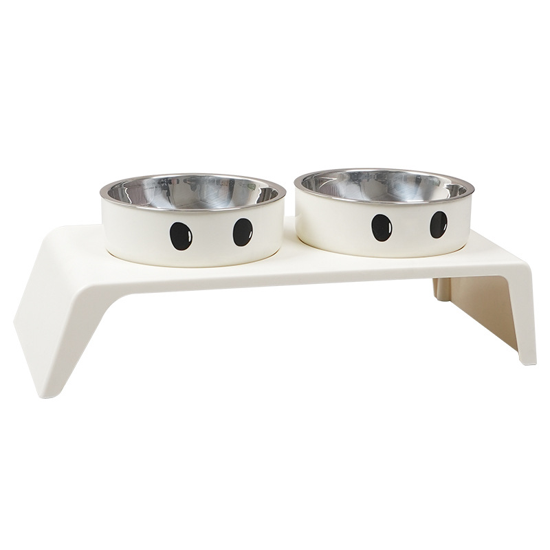 Tazón para mascotas Tazón para gatos anti-volcado Tazón para gatos Protector de cuello para gatos Tazón para perros Tazón doble de acero inoxidable Tazón para perros nuevo transfronterizo al por mayor