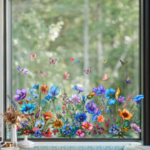 昆尚新款静电贴无胶花草蝴蝶蜻蜓冰箱玻璃门窗车窗户装饰画KSJ-13