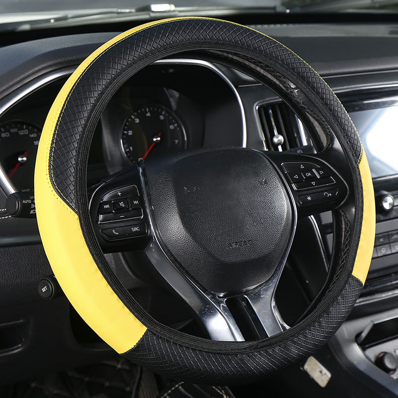 Car Steering Wheel Cover, Elastic, No Inner Ring, Leather, Suitable for All Seasons, Cross-Border Popular Model, Handle Cover Wholesale, Dropshipping, with Label