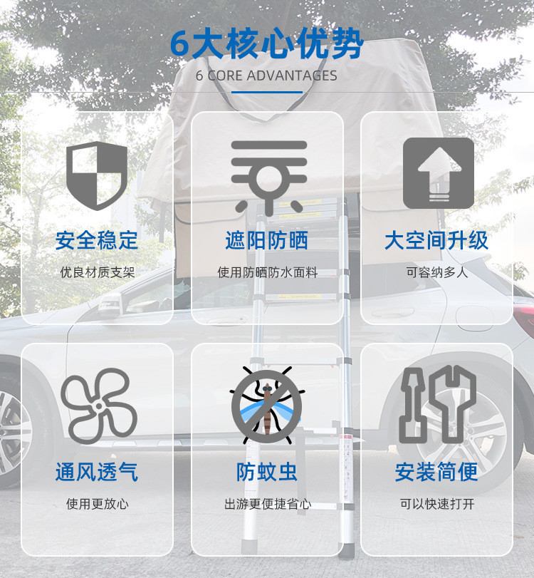 Outdoor wild fishing camping Oxford cloth waterproof tent SUV roof side door hard top tent factory custom