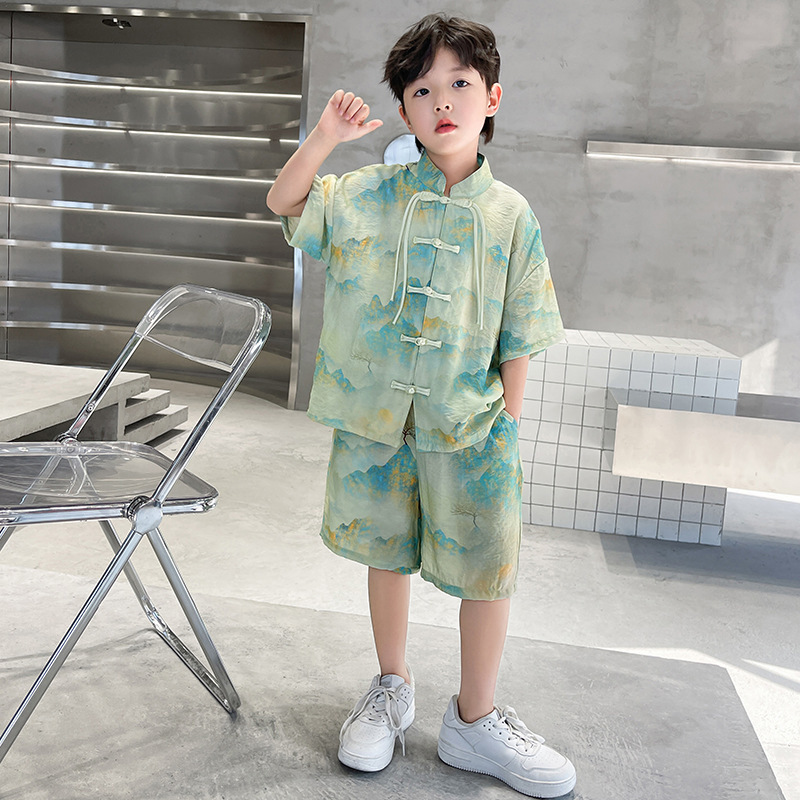 儿童装男童汉服夏装套装2025新款古风夏季唐装男孩夏款大童中国风|undefined