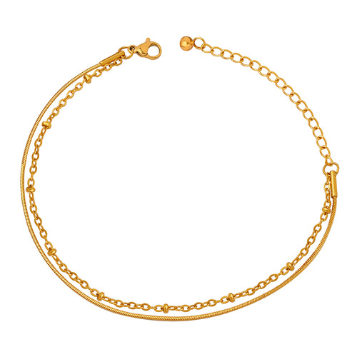 Minimalist style niche elegant temperament personalized jewelry bead chain snake bone chain double stacking style titanium steel gold-plated bracelet