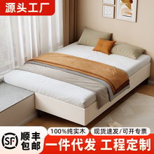 实木无床头飘窗拼接床一半飘窗衔接一体床任意尺寸儿童床排骨架床