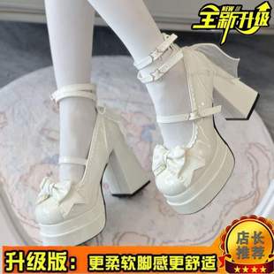 New Lolita Shoes Round Toe Leather Shoes Sweet and Cute 4.0Lolita Party High Heels