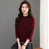 秋冬毛衣女2025新款纯色针织衫半高领内搭打底衫女装年轻款妈妈装，女装针织衫/毛衣，妃慕昵服饰
