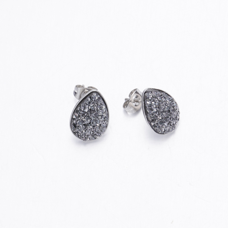 Fashion Water Droplets Stainless Steel Resin Stoving Varnish Womenu0027S Ear Studs 1 Pair