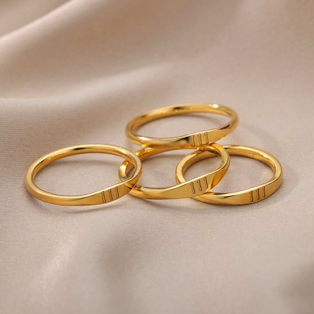 0.03µm-0.05µm Gold Plating Thickness PVD Coated Gold Plating Process Real Gold Plated Plating Material Rings Classification PVD Coated Real Gold Plated Number Stainless Steel Simple Style Waterproof Non Tarnish Rings