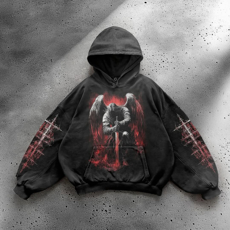 Men's Clothing Printed Sweatshirt Long Sleeved Pullover Hoodie Retro Jacket Street Fashion European And American Wholesale_viptrois.com