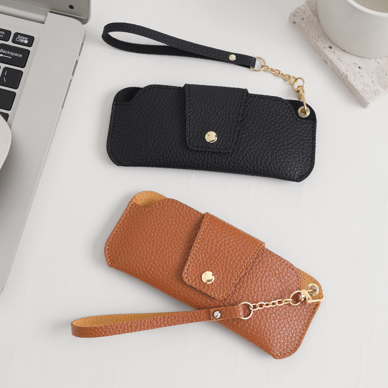 Creative New Hanging Neck Glasses Bag Outdoor Travel Sunglasses Storage Bag Portable Leather Myopia Glasses Protective Cover